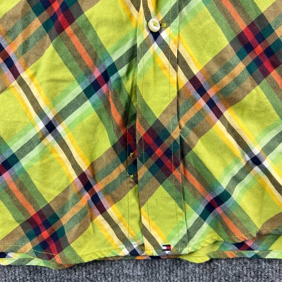 Tommy Hilfiger Shirt Adult Large Green Plaid Button Up Long Sleeve Casual Mens - Picture 6 of 16